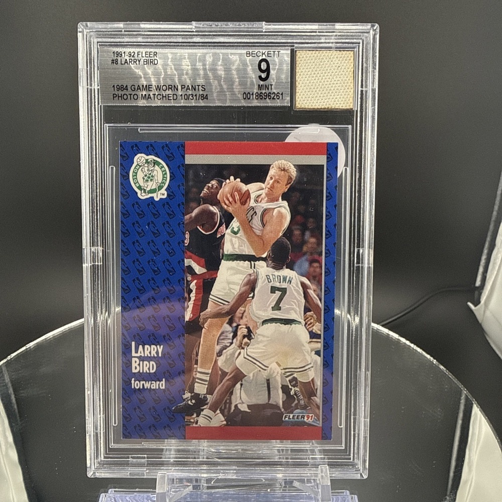 1984 Game Worn Pants Patch 1991-92 Fleet #8 Larry Bird BGS 9
